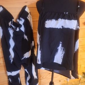 Vaay plush brush print cami top & wide leg pants